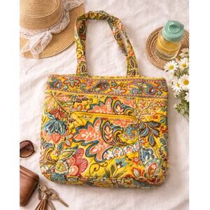 Vera Bradley Provencal Lemon Parfait Tote Retired Yellow Paisley Small Handbag